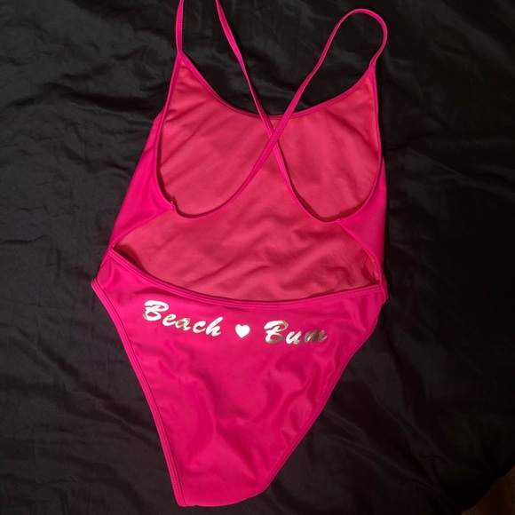 Revamped hot pink “beach bum” one piece swimsuit - Picture 6 of 9